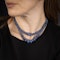 Natural Cabochon Sapphire double strand beaded necklace with platinum and diamond clasp. - image 9