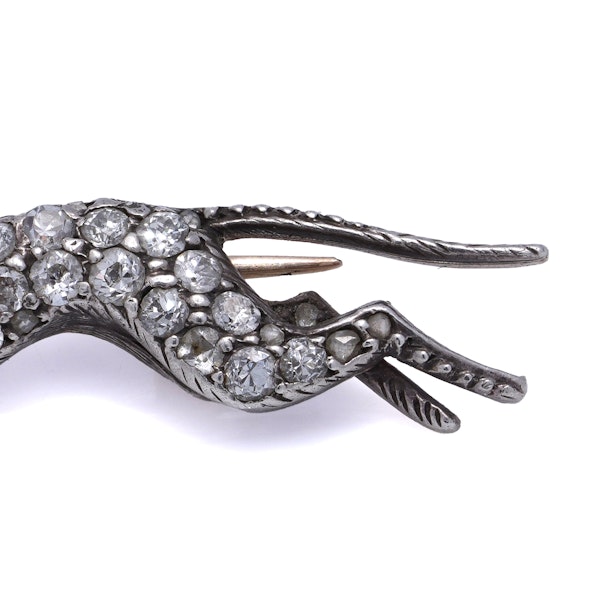 Antique Edwardian 9kt Gold and Silver Greyhound Brooch - image 8