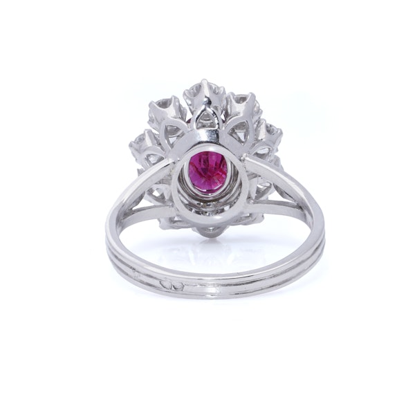 Vintage French 18kt Gold Ruby and Diamond Cluster Ring - image 4