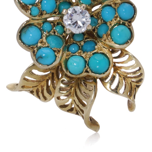 Van Cleef & Arpels 18kt Gold Turquoise and Diamond Clip-On Earrings - image 4