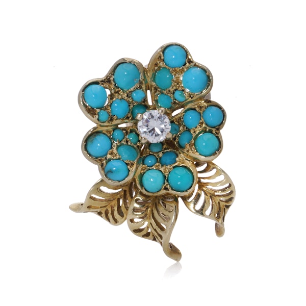 Van Cleef & Arpels 18kt Gold Turquoise and Diamond Clip-On Earrings - image 6