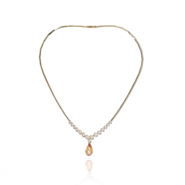 Vintage 18kt Gold Necklace with Citrine and Diamonds - image 9