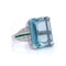 Art Deco natural 20 carat Aquamarine Platinum Ring - image 6