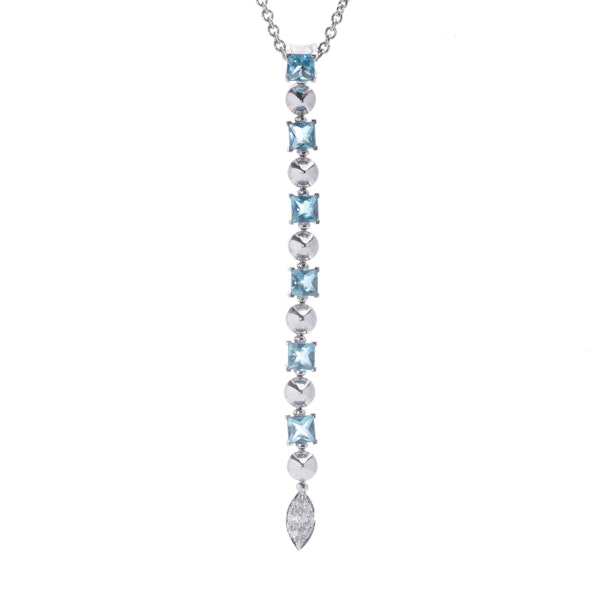 Bvlgari 18kt White Gold Aquamarine and Diamond Lucea Pendant necklace - image 3