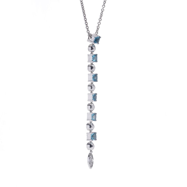 Bvlgari 18kt White Gold Aquamarine and Diamond Lucea Pendant necklace - image 4