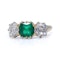 Antique 18kt Gold Three-Stone Ring with Emerald and Diamonds - image 2