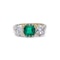 Antique 18kt Gold Three-Stone Ring with Emerald and Diamonds - image 3