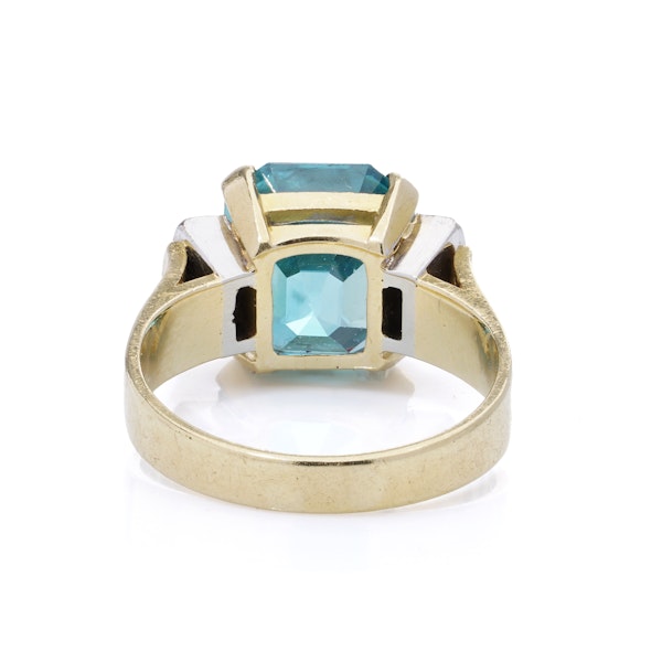 18kt Gold Blue Zircon Ring with Diamond Accents by Adamek - image 3