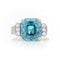 18kt Gold Blue Zircon Ring with Diamond Accents by Adamek - image 6