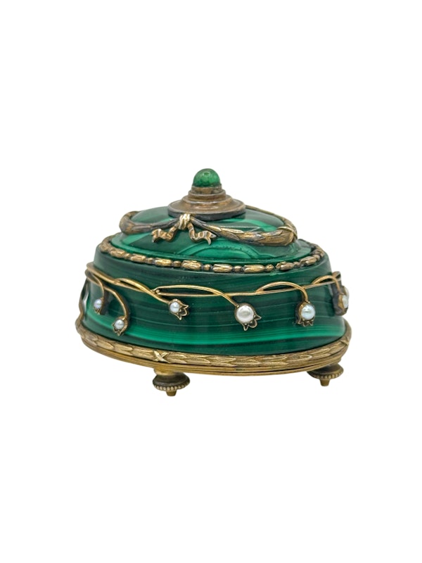 Faberge silver gilt and malachite bell push, Moscow, c.1890s. - image 2