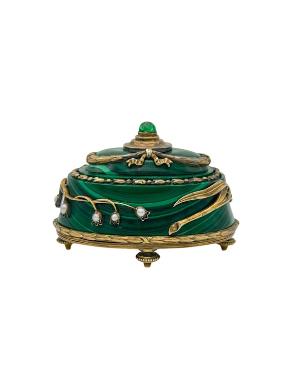 Faberge silver gilt and malachite bell push, Moscow, c.1890s. - image 3