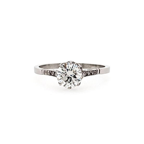 Edwardian Style Diamond and Platinum Solitaire Ring, 0.87 Carat - image 3