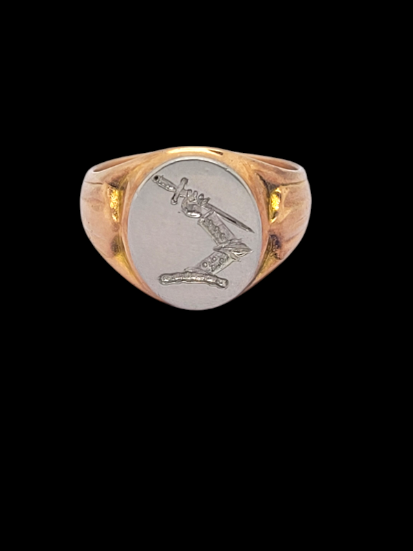 Unusual platinum and gold signet ring SKU: 7912 DBGEMS - image 1