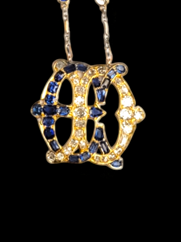 Antique Marchioness sapphire and diamond wedding pendant SKU: 7913 DBGEMS - image 2