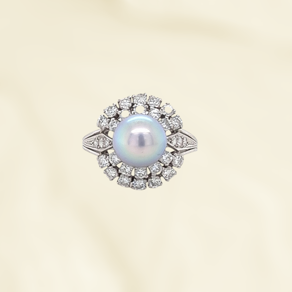 Vintage Tahitian Pearl and Diamond Ring. - image 1