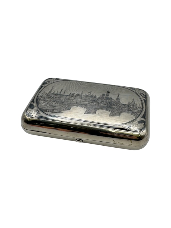 Russian silver niello cigar box with view of Kremlin, Moscow, c.1875 by Alexander Yegarov. - image 2