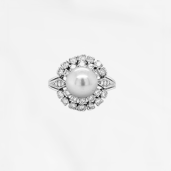 Vintage Tahitian Pearl and Diamond Ring. - image 3