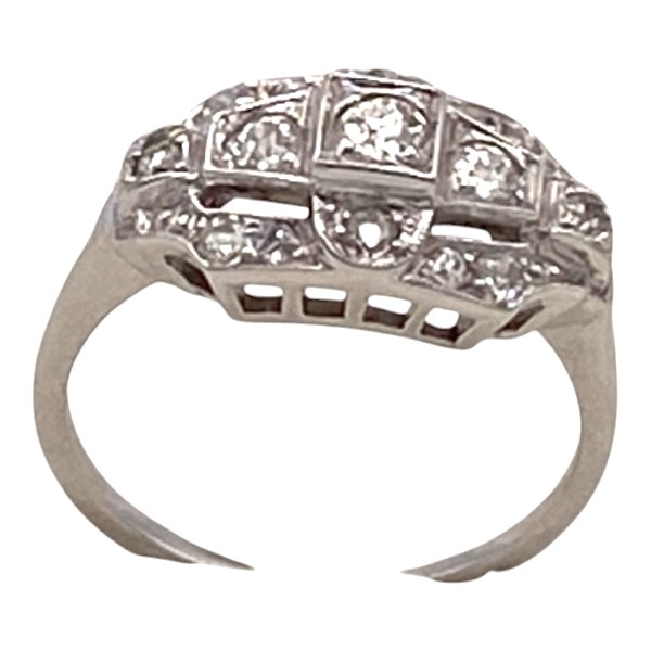 Continental  deco style diamond cluster ring - image 4