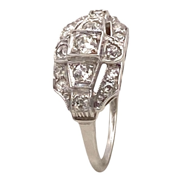 Continental  deco style diamond cluster ring - image 3