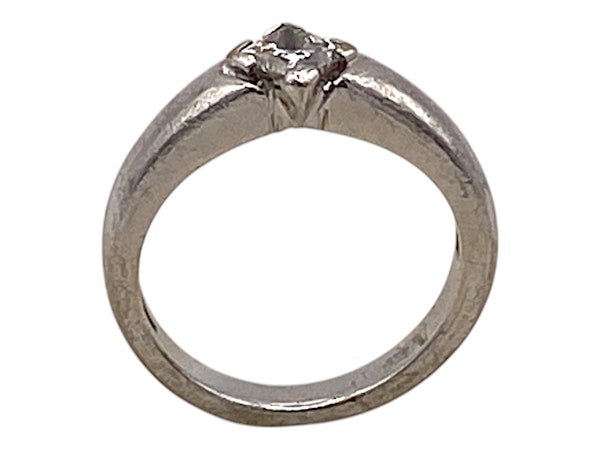 Retro diamond solitaire ring with princess cut diamond - image 1