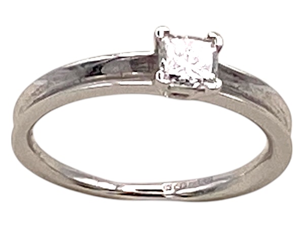 Retro radiant cut diamond solitaire ring - image 3