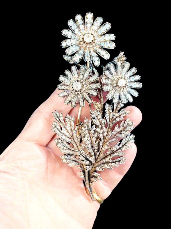 Museum quality three sprung diamond flower spray brooch SKU: 7930 DBGEMS - image 3