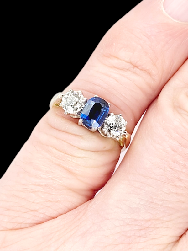 Antique sapphire and diamond engagement ring SKU: 7927 DBGEMS - image 2