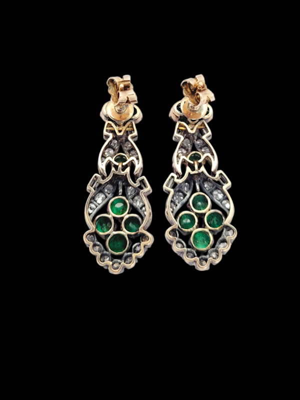 Vintage Emerald and diamond drop earrings SKU: 7924 DBGEMS - image 2