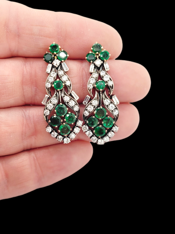 Vintage Emerald and diamond drop earrings SKU: 7924 DBGEMS - image 3