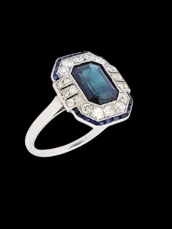 Art deco sapphire and diamond engagement ring SKU: 7923 DBGEMS - image 2