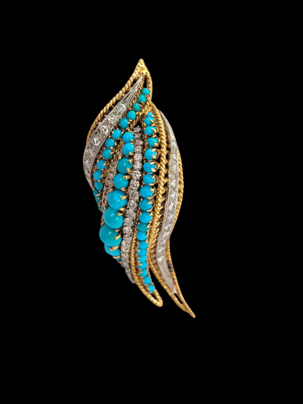 1960's turquoise and diamond Vintage clip SKU: 7918 DBGEMS - image 1