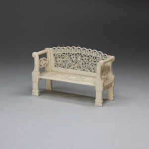 Indian bone miniature bench, 19th century