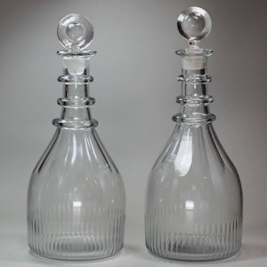 Pair of George III Prussian cut glass decanters