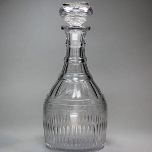 Georgian cut glass decanter and flat-top stopper, circa 1780