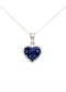 Heart shaped invisible setting sapphire & diamond necklace - image 1