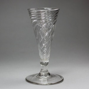 English wine glass with wrythen bowl, c.1760