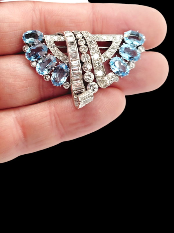 1930's art deco aquamarine and diamond brooch SKU: 7933 DBGEMS - image 2