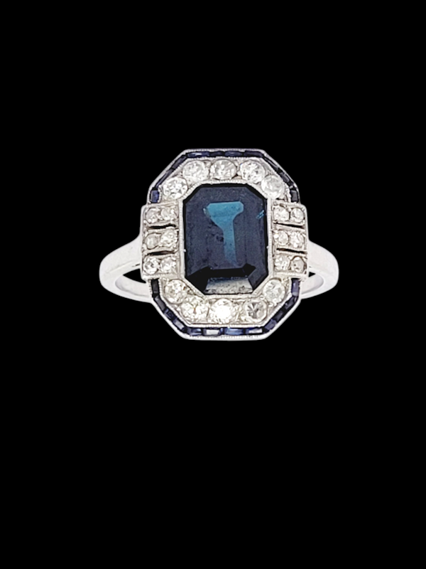 Art deco sapphire and diamond engagement ring SKU: 7923 DBGEMS - image 2