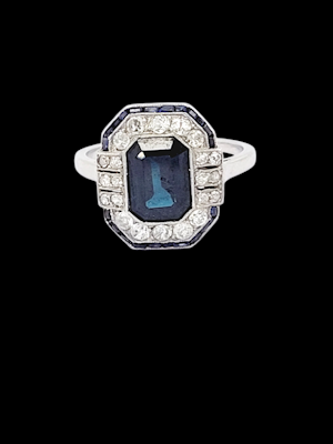Art deco sapphire and diamond engagement ring SKU: 7923 DBGEMS