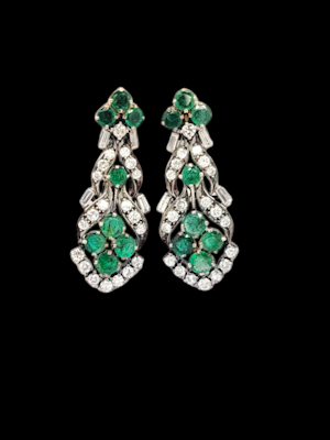 Vintage Emerald and diamond drop earrings SKU: 7924 DBGEMS