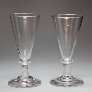 Pair of English wine glasses, 18th century
