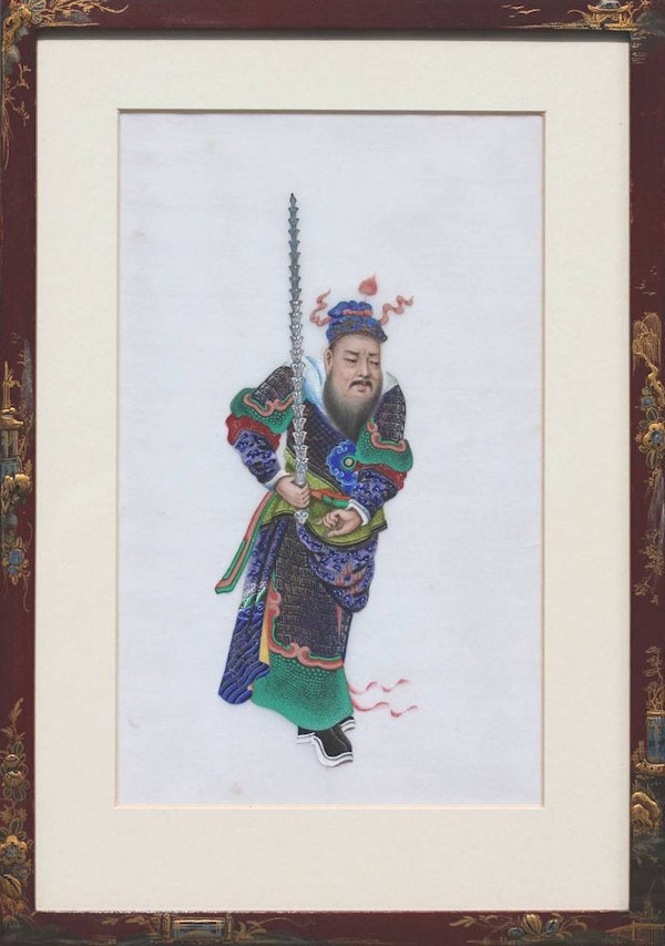 Framed Chinese painting of a warrior, 19th century - image 1