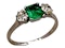 Edwardian emerald and diamond 3 stone ring - image 2