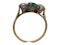 Retro emerald and diamond three stone ring - image 2