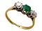 Retro emerald and diamond three stone ring - image 4