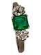 Edwardian emerald and diamond 3 stone ring - image 3