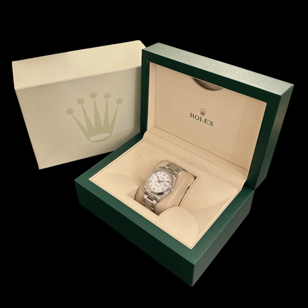 ROLEX OYSTER PERPETUAL DATE 115234 WHITE DIAMOND AND ROMAN NUMERALS - image 6