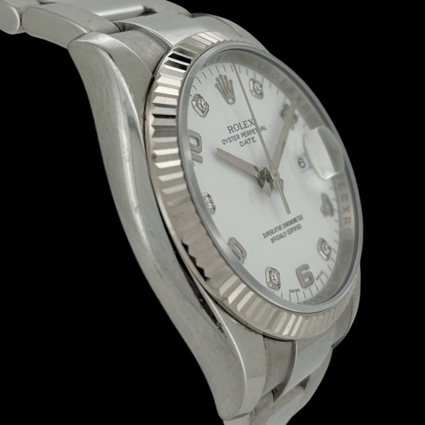 ROLEX OYSTER PERPETUAL DATE 115234 WHITE DIAMOND AND ROMAN NUMERALS - image 3