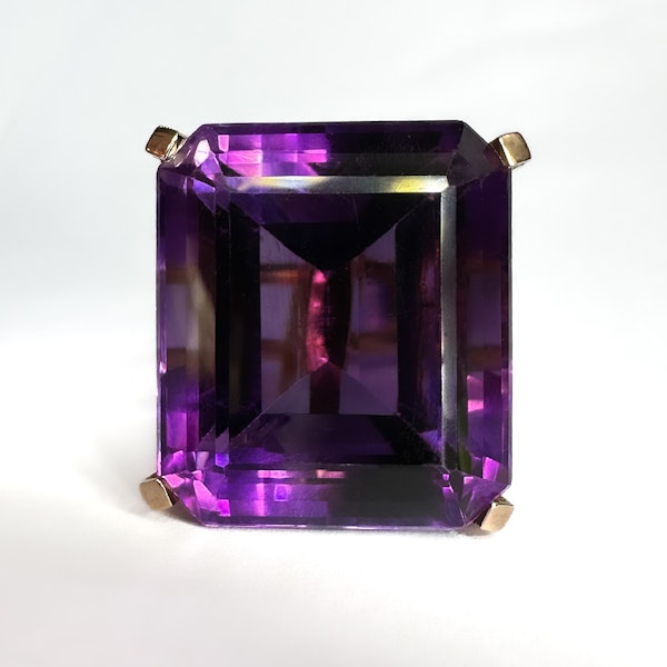 Vintage 1970’s Gold Chunky Amethyst Ring-SADDINGTONS JEWELLERY STAND 375 - image 1