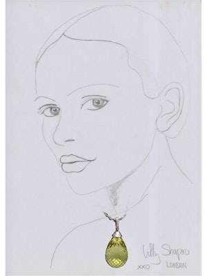Lemon Citrine Briolette Diamond Pendant in 18ct White Gold by LILLY SHAPIRO